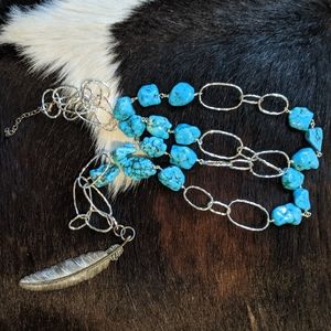 Turquoise Feather Necklace